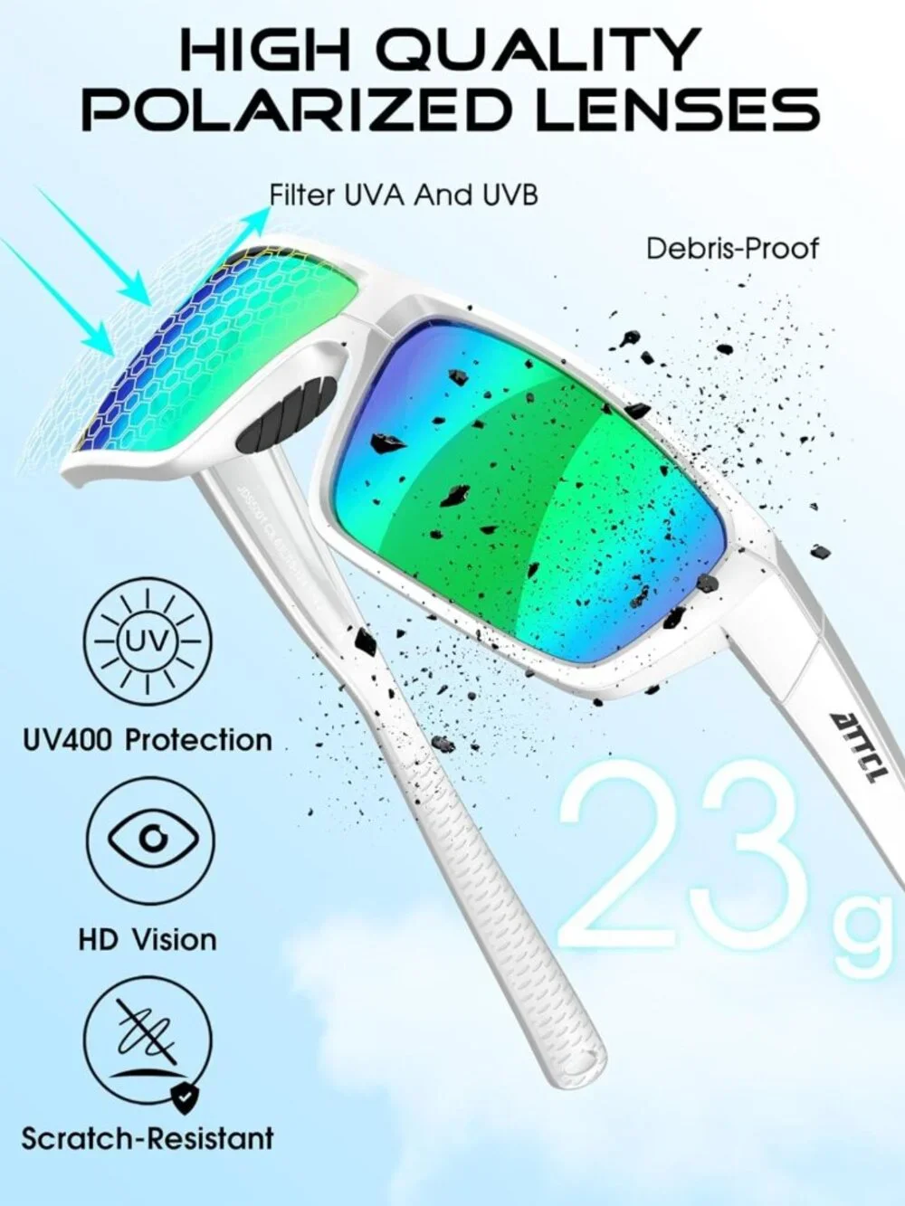 Lightweight Polarized Sunglasses for Men | UV400 Anti-Glare Wraparound Sports
